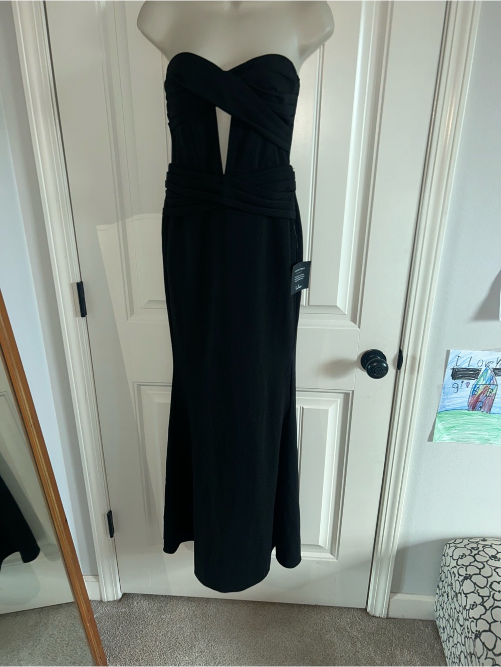 NWT Lulu's Strapless Black Twist Front Evening Gown Sz S